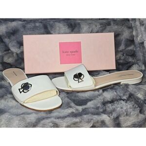 NWB Kate Spade Ferry White Leather Slide Sandals Size 10